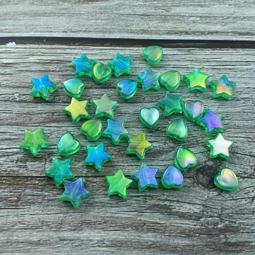 Vista 3 de 350 cuentas acrílicas de corazón y estrella, corazones de 0.394 pulgadas, estrellas de 0.394 pulgadas, espaciadores para pulseras, collares, aretes