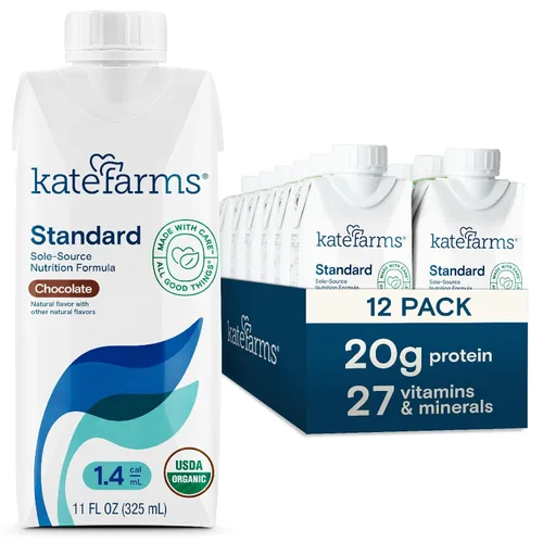 Vista 9 de KATE FARMS Batido nutricional orgánico de 1.4 alto en calorías, chocolate, 20g de proteína, 27 vitaminas y minerales, reemplazo de comidas, 11 onzas