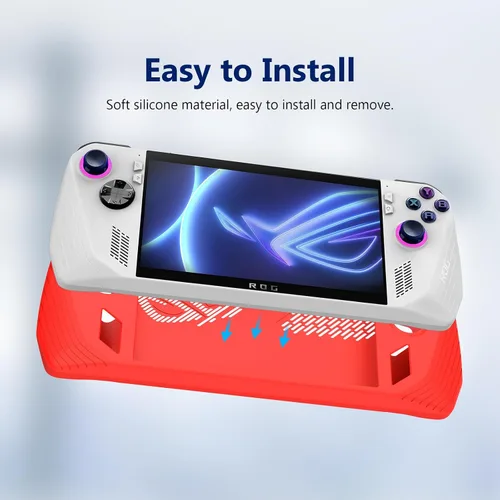 Vista 4 de Funda protectora de silicona para consola de juegos ASUS ROG Ally 2023 Funda a prueba de caídas (rojo)