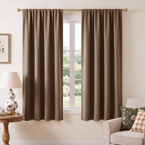 Vista 45 de NICETOWN Biscotti - Cortinas de cocina beige de 36 pulgadas de largo, bolsillo para barra, 100% opacas, casuales y relajantes, tratamientos