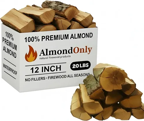 Vista 15 de Trozos de madera de almendro para ahumar de 1 a 2 pulgadas, 100% tostados, trozos de barbacoa premium para ahumar y asar a la parrilla, perfectos