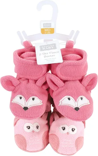 Vista 2 de Hudson Baby Baby-Girls Animal Fleece Booties 2-Pack Socks