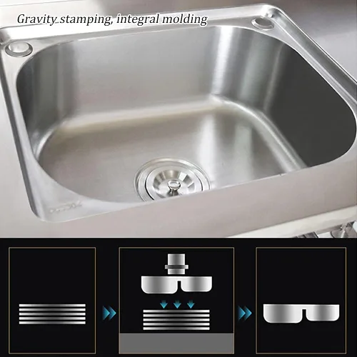 Vista 7 de CGF- Dining Sink with Free-Standing Wash Basin Commercial Single Bowl Sink with 360° Rotating Faucet 3-Layer Storage Shelf for Bars, Restaurants