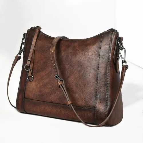 Vista 7 de Iswee Bolsos cruzados de cuero genuino para mujer, bolso de mano, bolso de mano, bolso de hombro vintage para trabajo