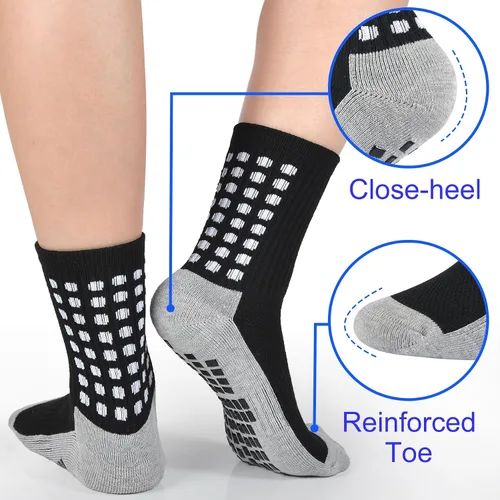 Vista 4 de Calcetines de fútbol para niños, antideslizantes, acolchados, atléticos, para correr, deportes, niños, jóvenes, 6 pares