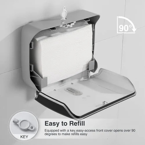 Vista 5 de Dispensador de toallas de papel para montaje en pared, dispensador de toallas de papel multipliegue adhesivo sin taladrar para baños de caravanas