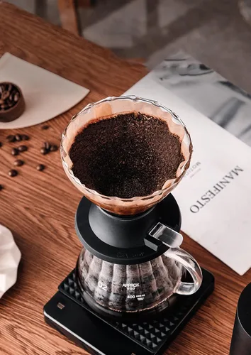 Vista 4 de BeeCa Clever - Gotero de café, cafetera de vidrio con control de un solo interruptor para estilos de prensa francesa y goteo, sistema de preparación