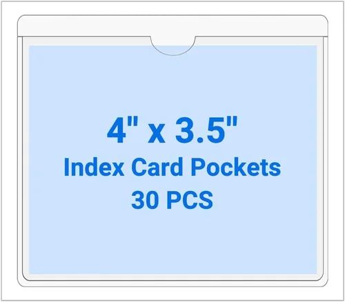 Vista 99 de 30 PCS Clear Self Adhesive Plastic Label Pockets, Top Loading Business & Library Index Card Holders, Peel and Stick Sleeves for Storage Bins, Totes