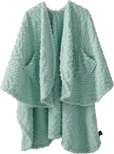 Vista 10 de Royoliving Manta de forro polar sherpa portátil con bolsillos para adultos, manta de franela ultra suave y mullida (negra, 58" x 64")