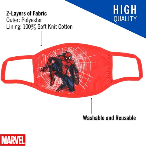 Vista 5 de Concept One Marvel Spiderman - Máscara facial de tela licencia oficial lavable para niños