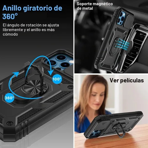 Vista 5 de Korecase Diseño para iPhone 12 Pro Max Kickstand Funda con cubierta de cámara de grado militar Caída de doble capa de cuerpo completo Protección a