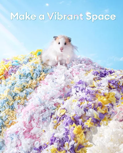Vista 8 de BUCATSTATE Hamster Bedding - Ropa de cama de papel para animales pequeños, 99 % libre de polvo, con control de olor, acogedora arena para hámster