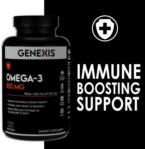 Vista 5 de Genexis Aceite de pescado Omega-3 con 850 mg de Omega-3 (EPA y DHA) - 120