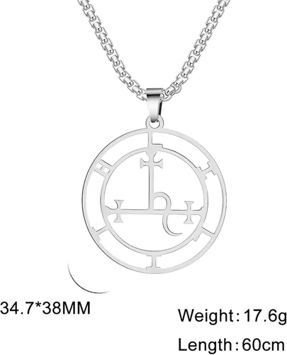 Vista 23 de EUEAVAN Sigil of Lilith Collar para mujeres y hombres Hécate gótico Lilith Diosa Sigil colgante Lucifer Signo mitología pagana joyería regalo