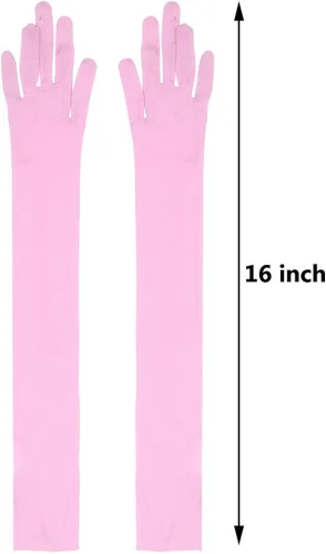 Vista 7 de TiaoBug Mitones de guantes de longitud de la ópera de la malla de nylon transparente ultrafino de las mujeres