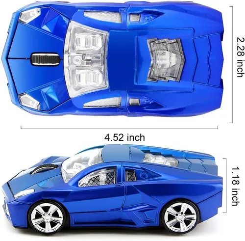 Vista 5 de FASBEL LBGN Wireless Sports Car Mouse Ordenador Ratones Ordenador Portátil PC Ratón Óptico (Azul)