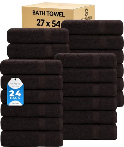 Vista 24 de GOLD TEXTILES Juego de 24 toallas de baño negras de alta absorción, multiusos, secado rápido, para piscina, gimnasio, hotel, spa