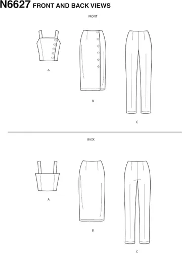 Vista 2 de New Look Sewing Pattern N6627 Camiseta, falda y pantalones de señorita, blanco