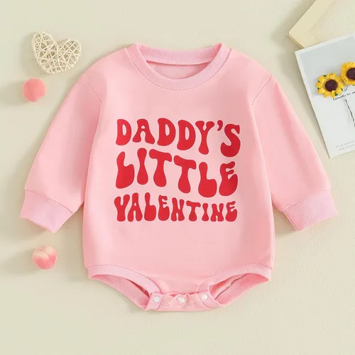 Vista 60 de SOLILOQUY Traje de manga larga con cuello redondo para el primer día de San Valentín para bebé niño y niña, mameluco de corazón de amor