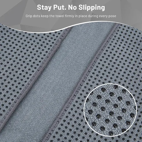 Vista 2 de Toalla de yoga antideslizante con puntos de agarre, toalla de microfibra absorbente del sudor para yoga, pilates, bikram y fitness, 72 x 24