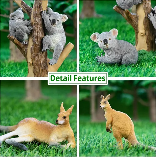 Vista 7 de Toymany 7 figuras de animales australianos de vida silvestre que incluyen figura de koala y canguro, juego de figuras de animales de bosque