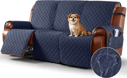 Vista 23 de Ruaozz Funda impermeable para sofá reclinable, lavable, funda antideslizante de 1 pieza, protector de muebles con correas elásticas, bolsillo