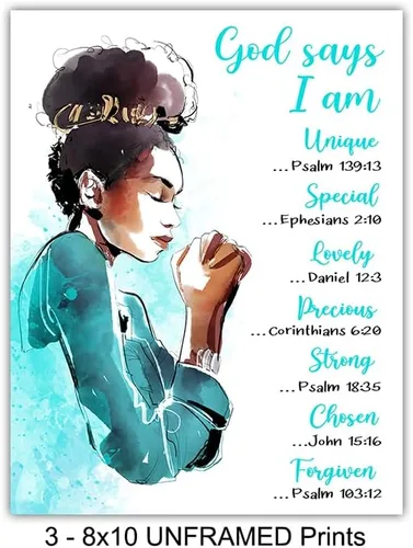 Vista 4 de Versículos inspiradores de la Biblia para mujeres afroamericanas, arte negro, escritura cristiana religiosa, regalos de aliento positivo, color azul