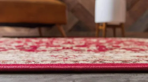 Vista 4 de Unique Loom Sialk Hill Collection - Alfombra de área Washington (6' 1" x 9' Rectángulo Burdeos/Crema)