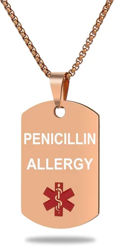 Vista 29 de Collar de alerta médica, etiqueta grabada con láser, grabado personalizado, etiqueta de identificación de acero inoxidable, colgante para hombres