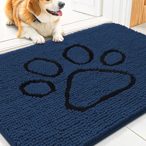 Vista 107 de Smiry Tapete para puerta de perro para patas fangosas, absorbente y Gris y negro