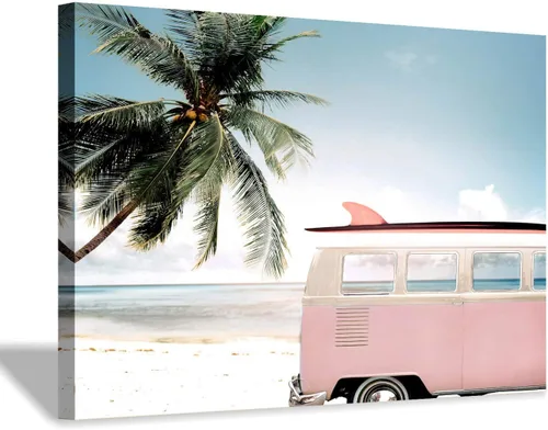 Vista 13 de Hardy Gallery Lienzo impreso con diseño de camino de playa: lienzo con imagen del océano costero, arte de pared tamaño pequeño para baño