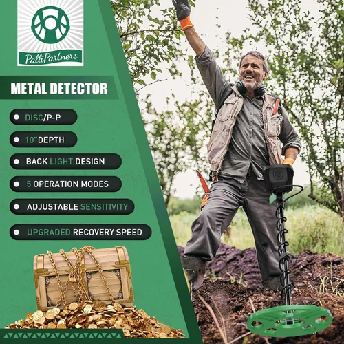 Vista 4 de PalliPartners - Detector de metales para adultos impermeable profesional de mayor precisión, detector de oro con pantalla LCD, 5 modos, chip DSP