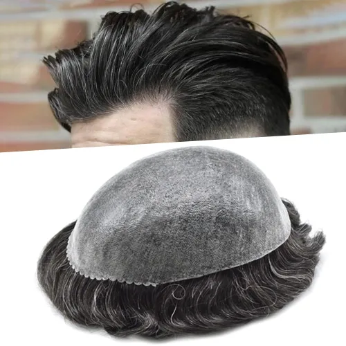 Vista 33 de LYRICAL HAIR Sistema de reemplazo de cabello para hombre, tupé de piel fina de polietileno, todo tipo de pieza de poliuretano para hombres, pieza