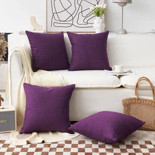 Vista 33 de Home Brilliant Funda de almohada de lino de 18 x 18 pulgadas, almohada decorativa para cama, sofá, sala de estar, 1 unidad, color gris ceniza