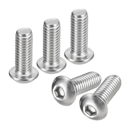 Vista 10 de uxcell Tornillos de cabeza de botón de 1/4-20x1, 25 piezas de tornillos hexagonales de acero inoxidable 304, tornillos de rosca completa