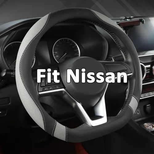 Vista 14 de West Llama Funda para volante de automóvil de fondo plano para Nissan, cubierta de volante en forma de D para Rogue, Altima, Kicks negro