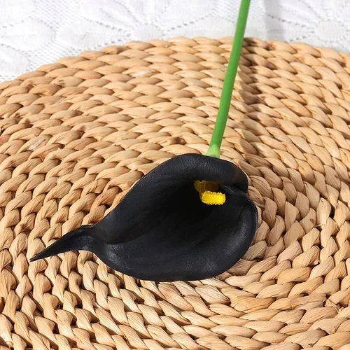 Vista 4 de UKELER 20 flores artificiales negras de tacto real para bricolaje, ramo de boda, centros de mesa, decoración del hogar, fiesta, decoración de boda