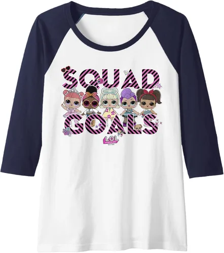 Vista 3 de Camiseta de béisbol raglán LOL Surprise Group Shot Squad Goals para mujer, Negro, S