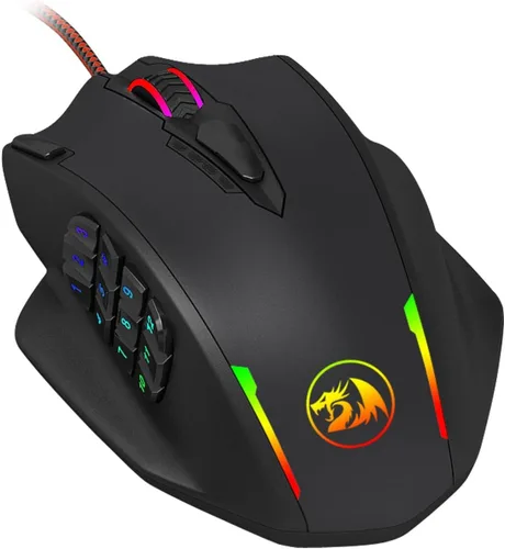 Vista 6 de Redragon M908 12400 DPI Impact MMO Mouse para juegos con 18 botones programables, cartucho de ajuste de peso, 12 botones laterales