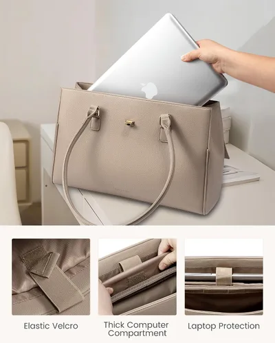 Vista 3 de LOVEVOOK Bolso de Mensajero para Computador Portátil para Mujeres, Bolso de Hombro Cruzado para Computador y Negocios, Profesional, Bolso de Mano