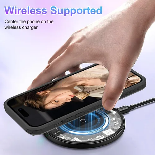 Vista 5 de WATACHE Funda compatible con iPhone 15 Pro con funda para cámara, 15 Pro Clear Case Slim Fit Protección a prueba de golpes Funda protectora de Negro