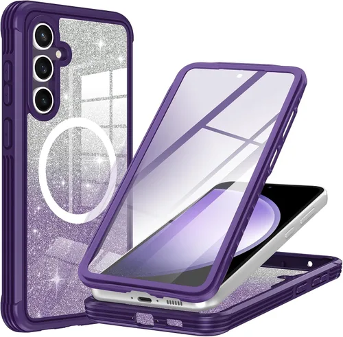 Vista 13 de Hekodonk Funda con Purpurina para Samsung Galaxy S24 Plus, Compatible con MagSafe