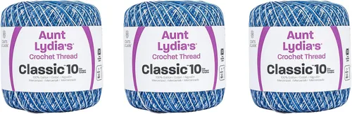Vista 9 de Aunt Lydia Classic Crochet - 3 unidades de 350y/1,049.9 ft - Natural Tamaño 10 3 capas 100% algodón mercerizado hilo de ganchillo para tapetes