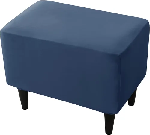 Vista 19 de CONRUSER Fundas elásticas para otomanas, fundas otomanas de terciopelo suave, fundas rectangulares pequeñas para taburete de almacenamiento, funda