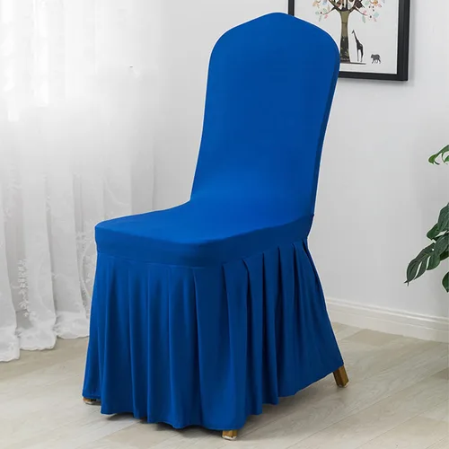 Vista 2 de Dimatic Juego de 2 fundas elásticas para sillas de comedor, fundas Parsons con falda, de elastano súper ajuste, funda protectora de asiento para Azul
