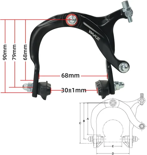 Vista 2 de FOMTOR Juego de pinzas de freno C para bicicleta, freno trasero y delantero, aleación de aluminio, freno lateral para MTB, bicicleta de montaña