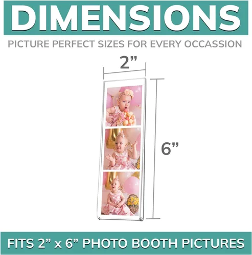 Vista 2 de pbf PHOTO BOOTH FRAMES Marcos magnéticos de fotos de 2 x 6 para refrigerador, 2 x 6 marcos acrílicos magnéticos transparentes para tiras de fotos