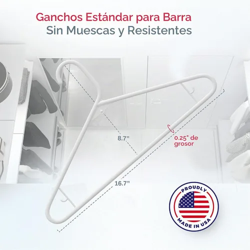 Vista 2 de Perchas de plástico de 15 unidades – Hechas en EE.UU. – Capacidad de 2.7 kg, perchas estándar de ropa con ganchos de correa para vestidos, lencería