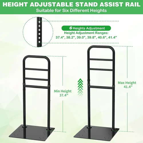 Vista 3 de Soporte de sofá ajustable para ancianos, riel de asistencia para sofá y silla, riel de asistencia de soporte de metal resistente. Adecuado