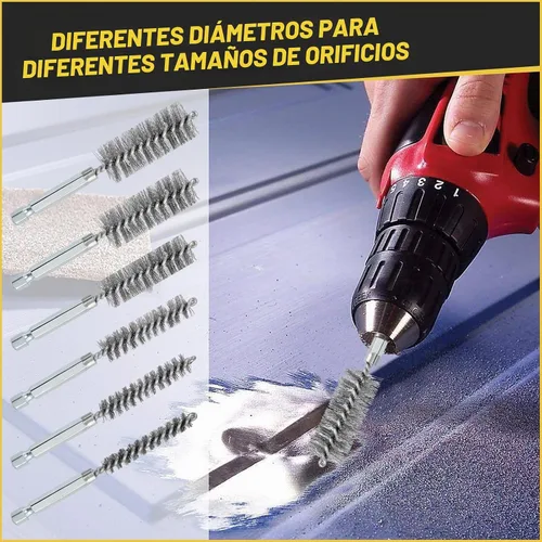 Vista 7 de 24 cepillos de acero inoxidable, cepillo de limpieza de alambre trenzado, cepillo de taladro de alambre con mango hexagonal de 1/4 pulgadas, cepillo